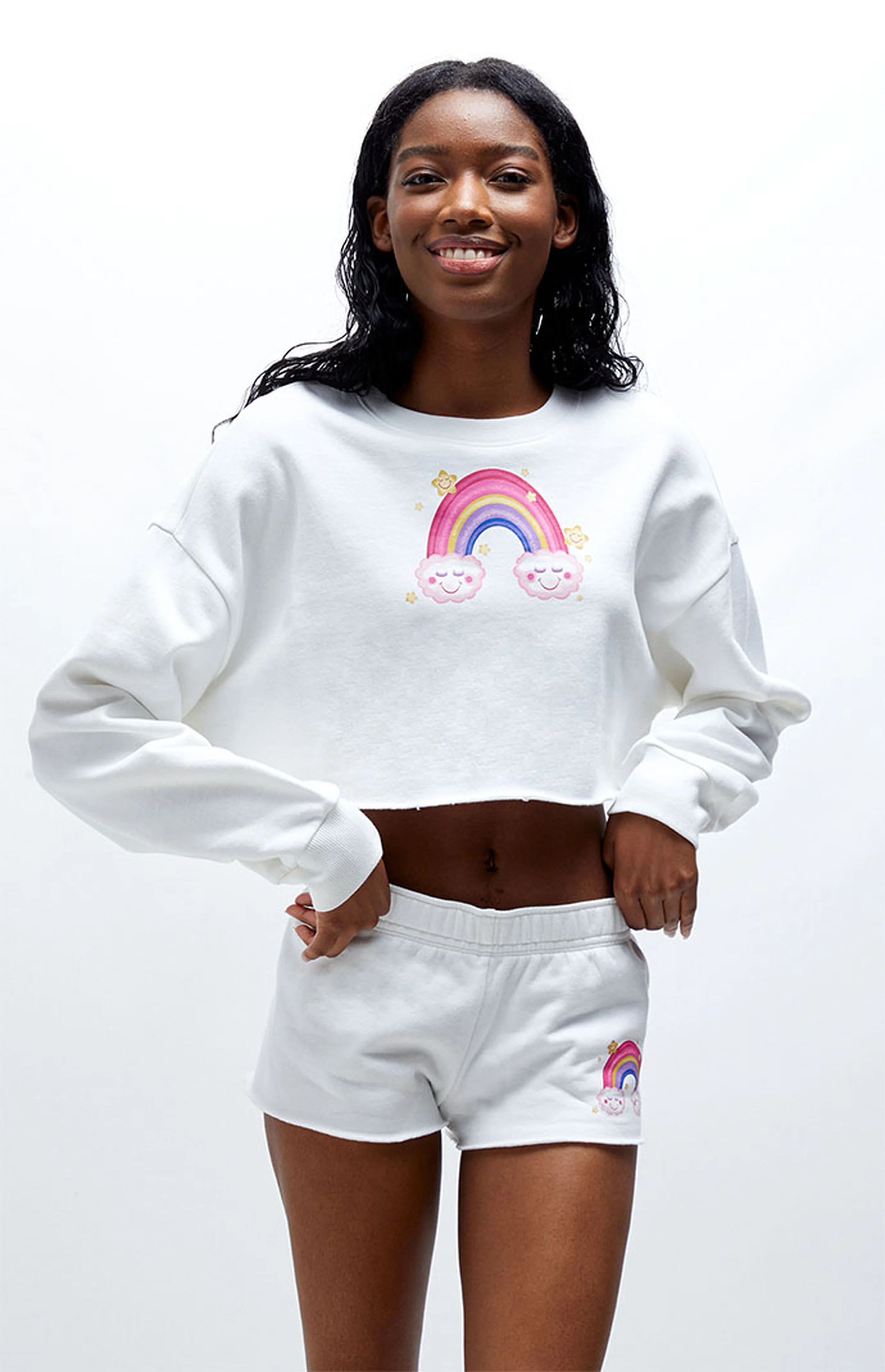 PacSun Rainbow Smiles Cropped Sweatshirt | PacSun | PacSun