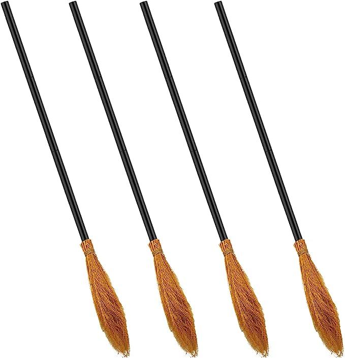Medoore 4 Pack Halloween Witch Broom Plastic Witch Broomstick Cosplay Broom Props, Realistic Wiza... | Amazon (US)