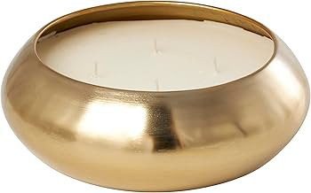 CosmoLiving by Cosmopolitan Metal Jasmine Scented Wide Dome Shaped 60 oz 4 Wick Candle with White... | Amazon (US)