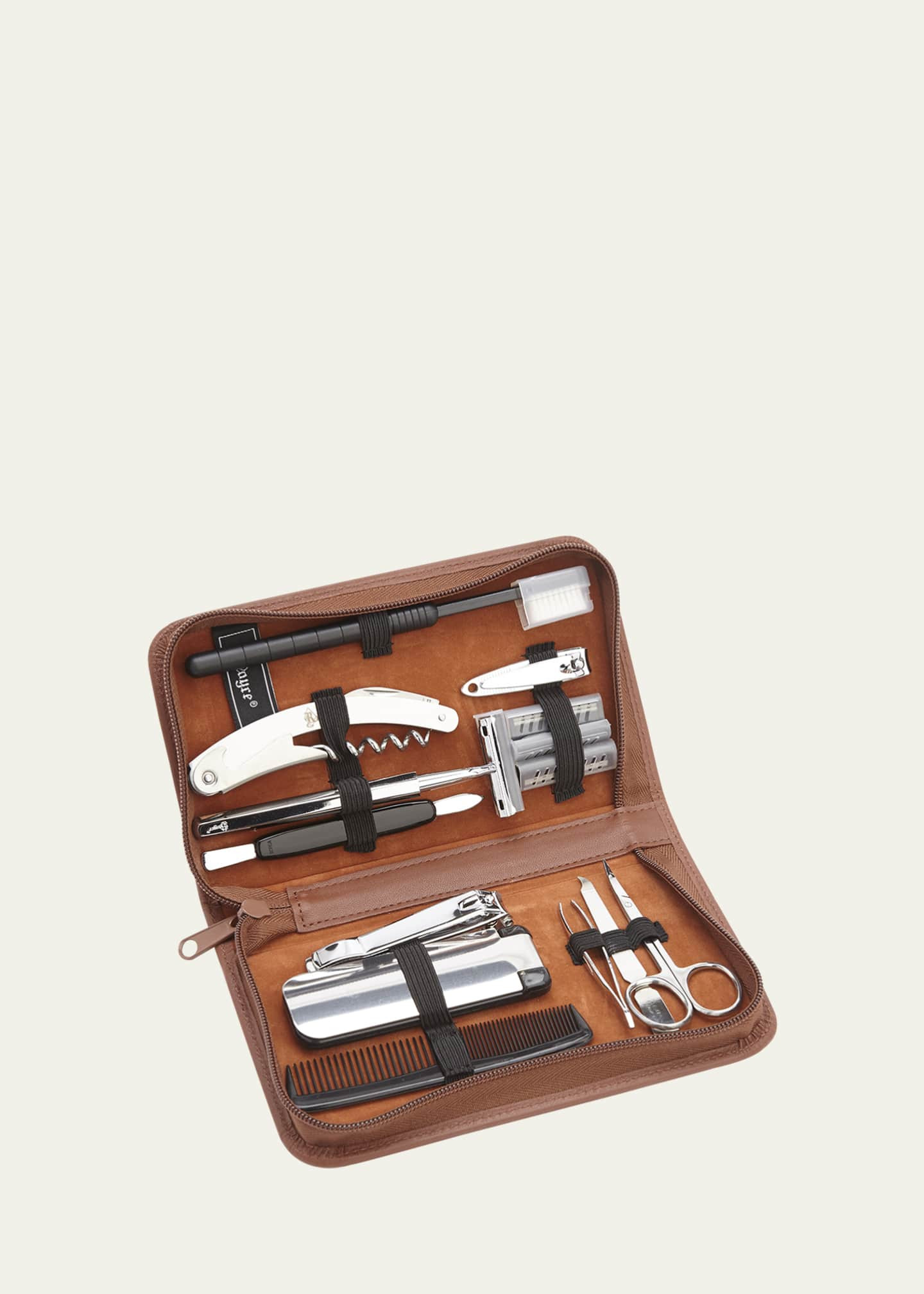 ROYCE New York Monogrammed Leather Travel Grooming Toiletry Kit | Bergdorf Goodman