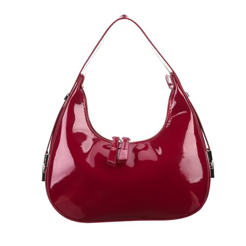 libfrnt Large Crescent Shoulder Bags Women Y2k Shoulder Purse PU Leather Underarm Bags Trendy Hobo Clutch Purses Bright Red Shoulder Bag | Amazon (US)