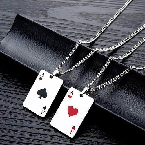 Tenri - Stainless Steel Poker Card Pendant Necklace | YesStyle Global