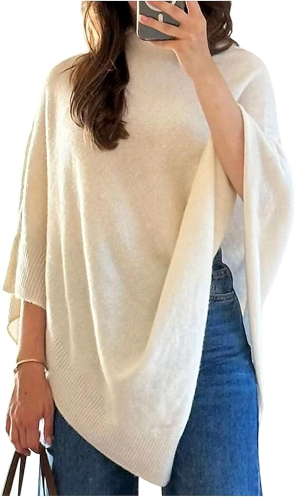 Floerns Women's Dolman Sleeve Poncho Top Crochet Knitted Loose Fit Lightweight Pullover Sweater | Amazon (US)