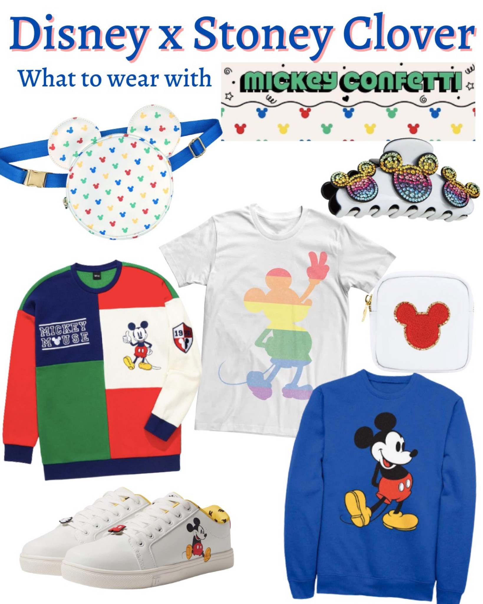 Stoney Clover x Disney Mickey & Friends Mickey Mouse rainbow print, Disney outfit, classic Mickey, classic Disney, Disney vacation outfit, spring break outfit, Mickey sneakers, claw clip 

#LTKfamily #LTKFind #LTKtravel