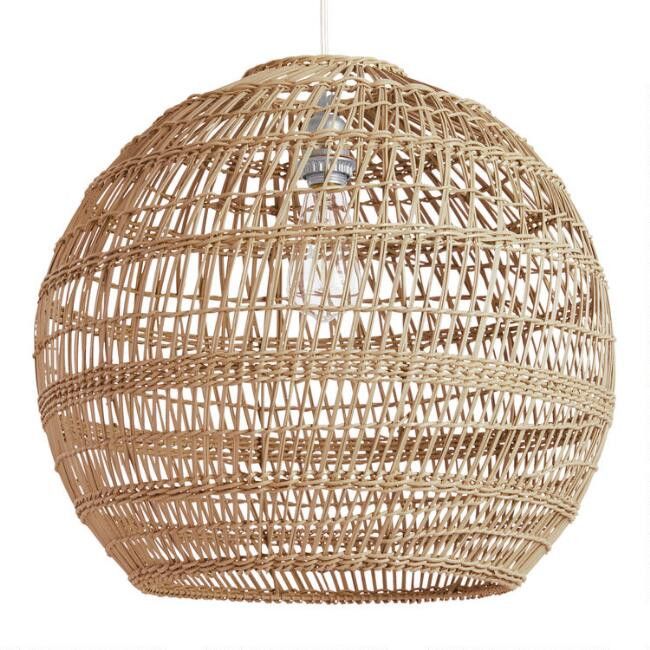 Round Bamboo Basketweave Pendant Shade | World Market