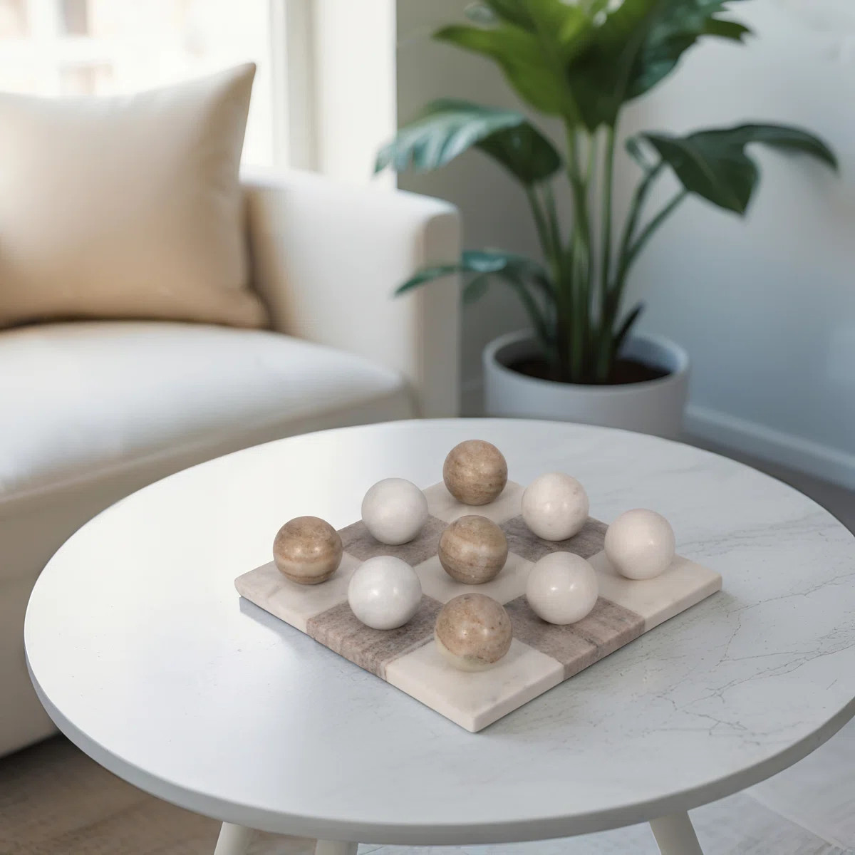 Game Set Stone Marble Decorative Accent For Home Office Bedroom Living Room Casual Style - 3" Ivo... | Wayfair North America