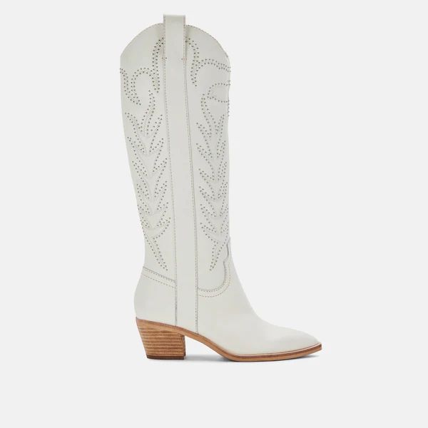 SOLEI STUD BOOTS IN OFF WHITE LEATHER | DolceVita.com