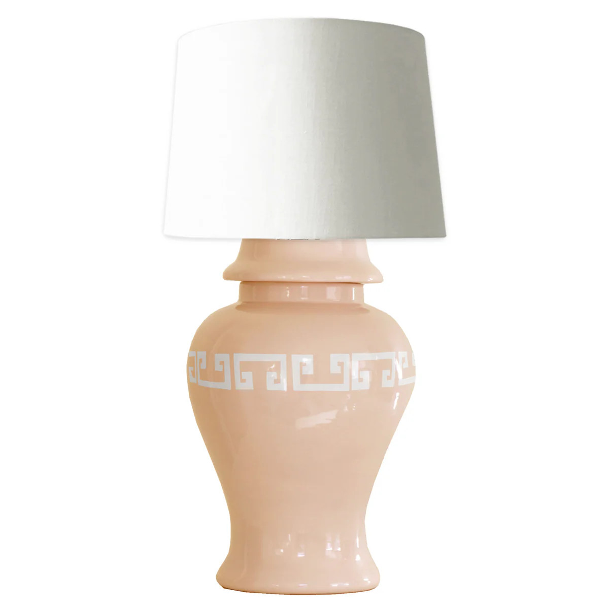 Coral Greek Key Ginger Jar Lamp | Ruby Clay Company