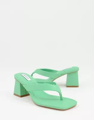 Stradivarius thong mule heeled sandal in green | ASOS (Global)