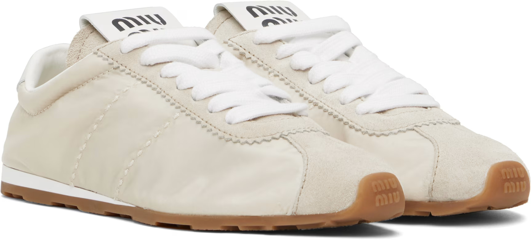 Miu Miu - Beige Plume Sneakers | SSENSE