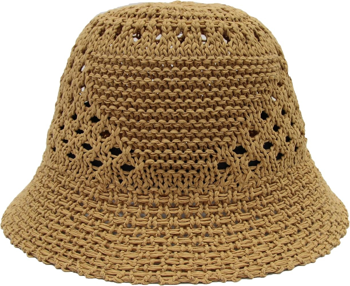 Straw Bucket Hats for Women Beach Hat Crochet Hat Sun Hats for Women Packable Woven Knitted Bucke... | Amazon (US)