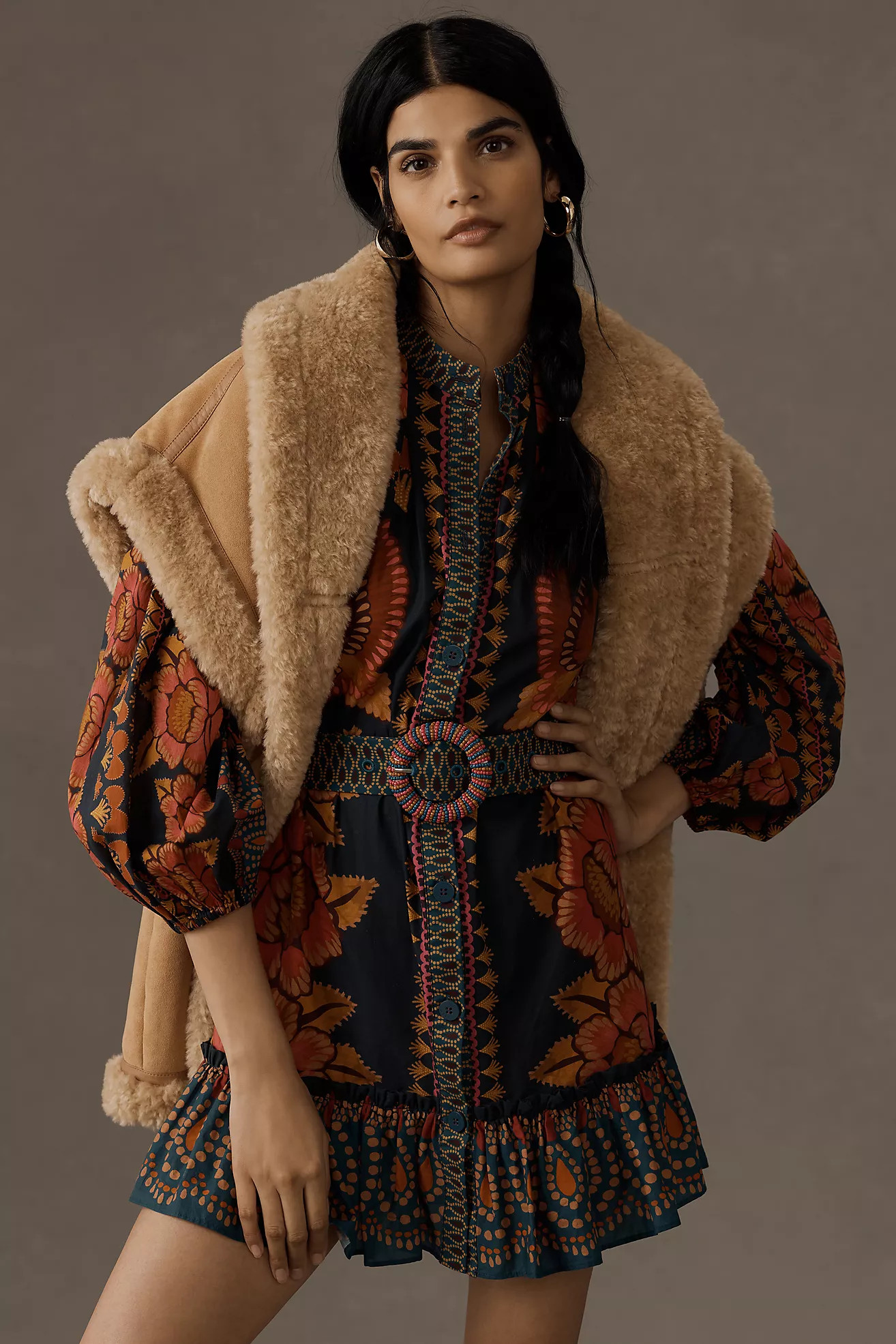 Farm Rio Ainika Sparkle Puff-Sleeve Mini Dress | Anthropologie (US)