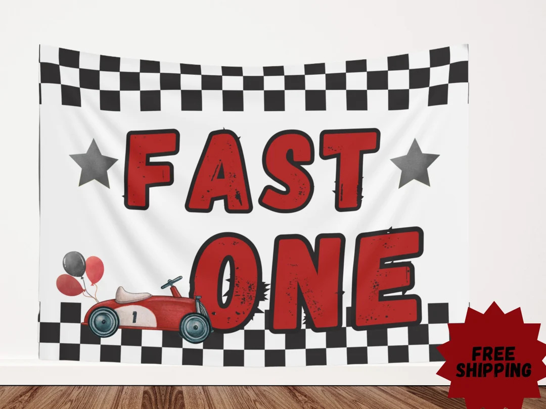 Fast One Birthday Backdrop Race Car Birthday Banner Race Car - Etsy | Etsy (US)