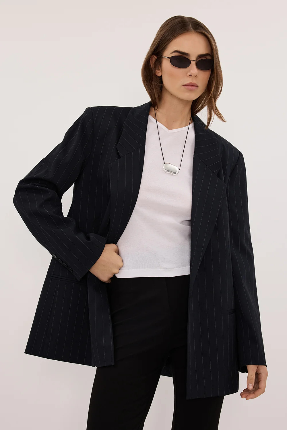SIAN INK PINSTRIPE OVERSIZED BLAZER | DISSH