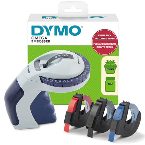Dymo Embossing Label Maker with 3 Label Tapes | Omega Label Maker Starter Kit | Small, Ergonomic Design with Turn Click Wheel | for Home, DIY & Crafting (£/€, Ä, Ö & Ü) | Amazon (US)