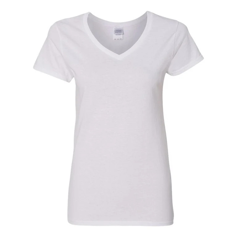 Gildan Women's Short Sleeve V Neck T-Shirt for Crafting - White, Size M, Soft Cotton, Classic Fit... | Walmart (US)
