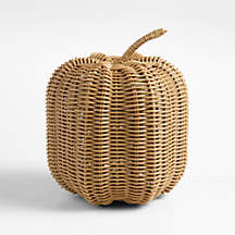Conway Indoor/Outdoor Medium Rattan Pumpkin | Crate & Barrel