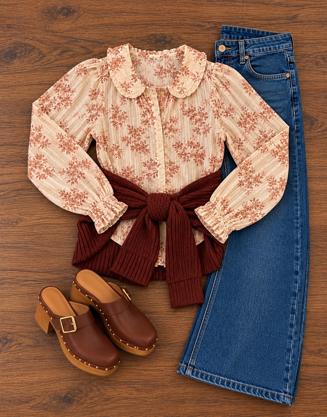 Fall but make it cute. Walmart sweater, and Quince top match with your favorite denim
