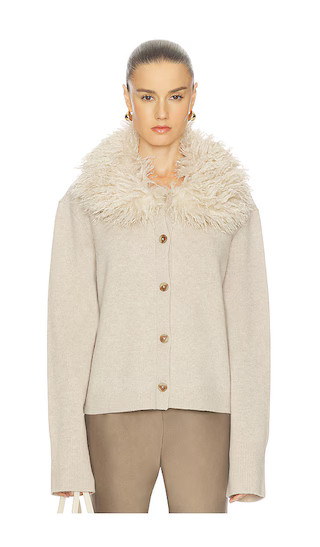 By Marianna Allegria Faux Fur Cardigan in Beige Heather | Revolve Clothing (Global)