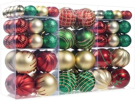 100Pcs Christmas Ball Ornaments Set, Assorted Shatterproof Christmas Ornament, Christmas Tree The... | Amazon (US)