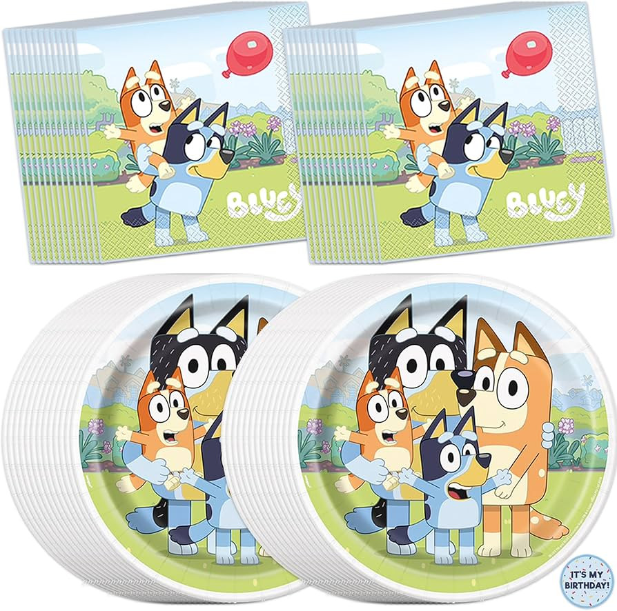 Bluey Plates and Napkins for 32 Guests | Bluey Birthday Decorations for Party | Officially Licens... | Amazon (US)