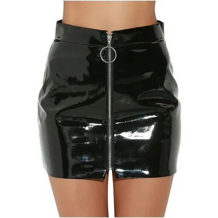 2022 TZNBGO Fashion Women Brief Leather Zipper High Waist Casual Sheath Short Mini Skirt Red Mini Sk | Walmart (US)