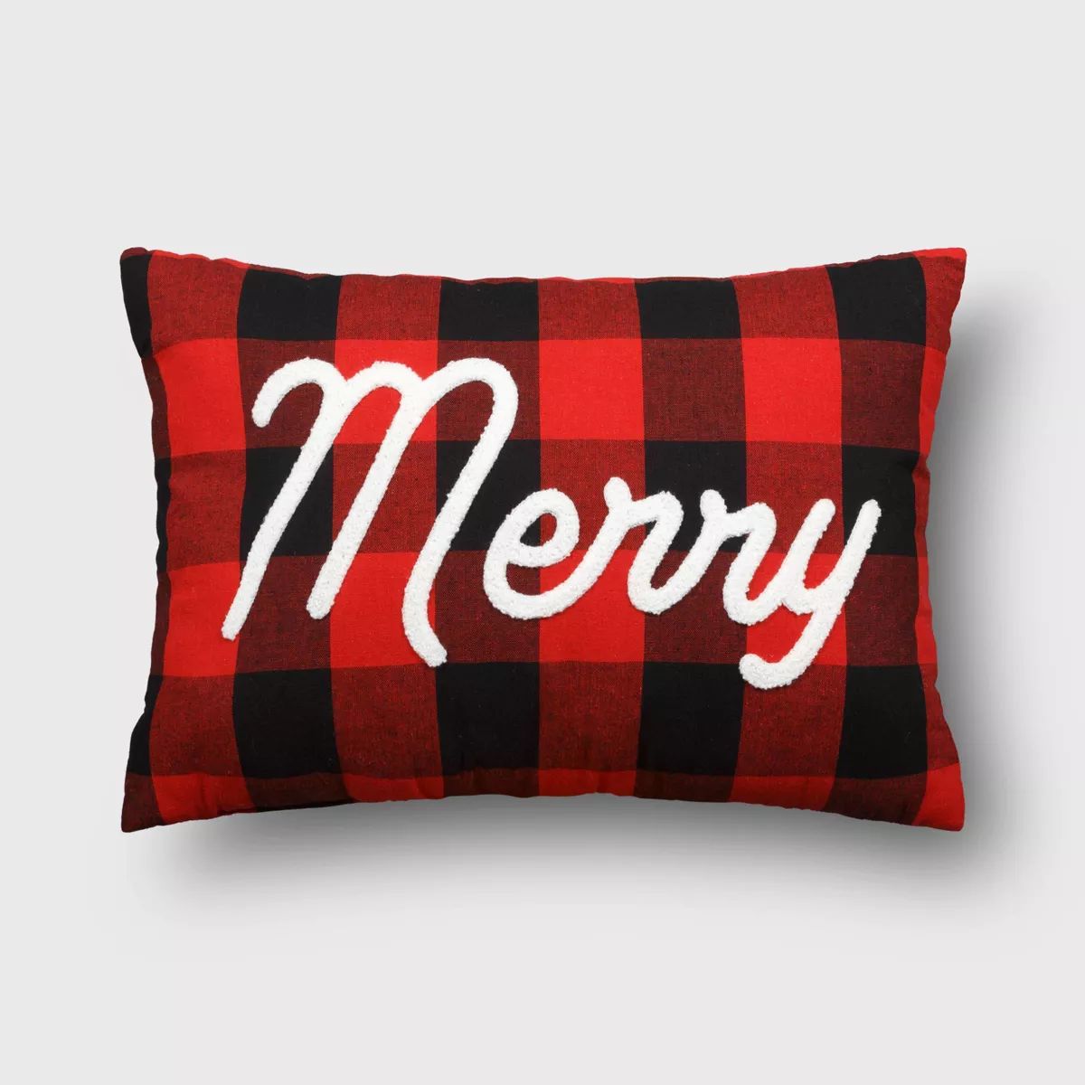 18"x12" Reversible Buffalo Plaid 'Merry' to Fair Isle Snowflake Rectangle Christmas Lumbar Pillow... | Target