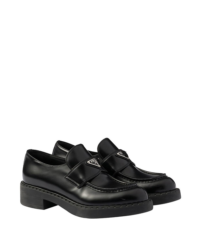 Prada Women's Chocolate Brushed Leather Loafers | Bloomingdale's (US)