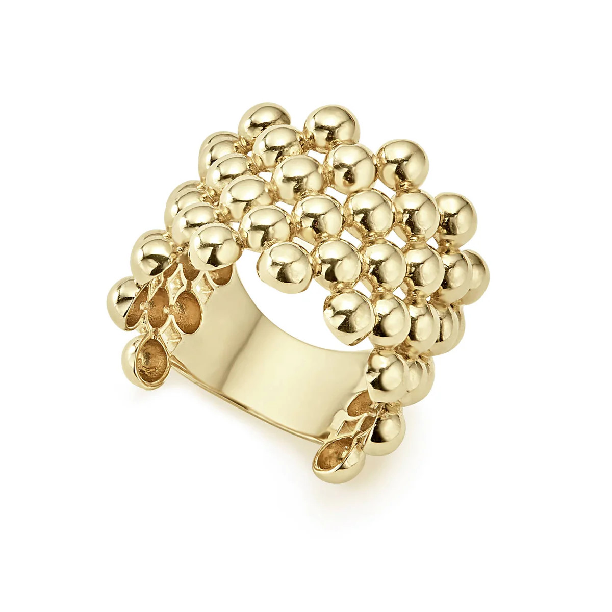 Caviar Gold Wide Beaded Gold Ring | LAGOS