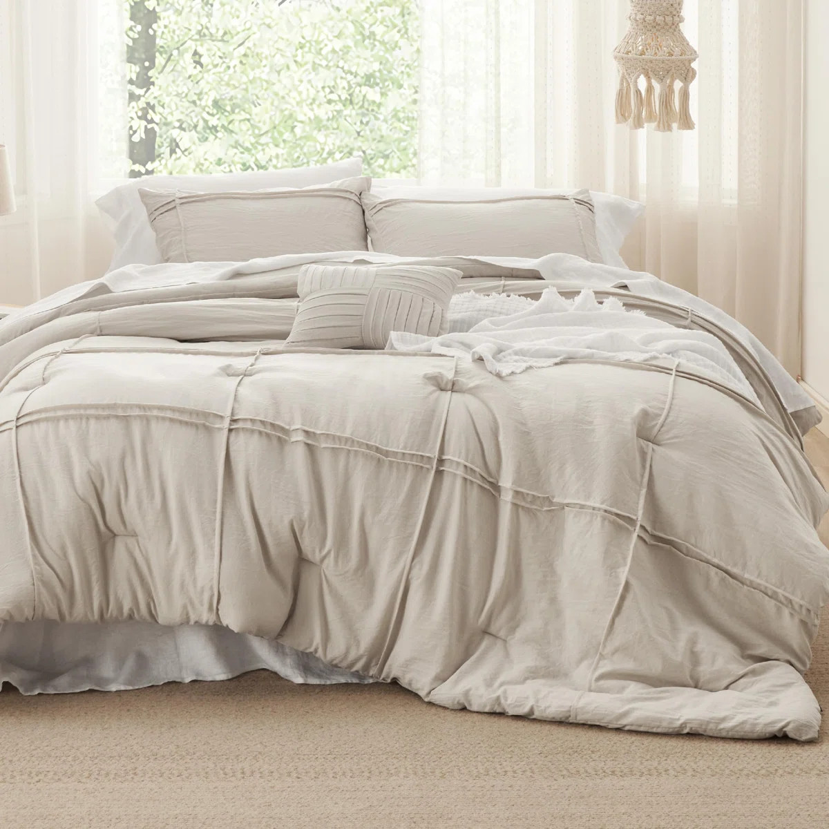 Bedsure Grid Pleated Comforter Set | Wayfair North America