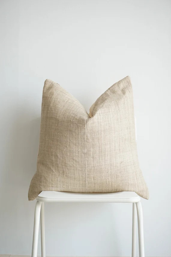 Neutral Hemp Hand Woven Pillow Cover - Etsy | Etsy (US)