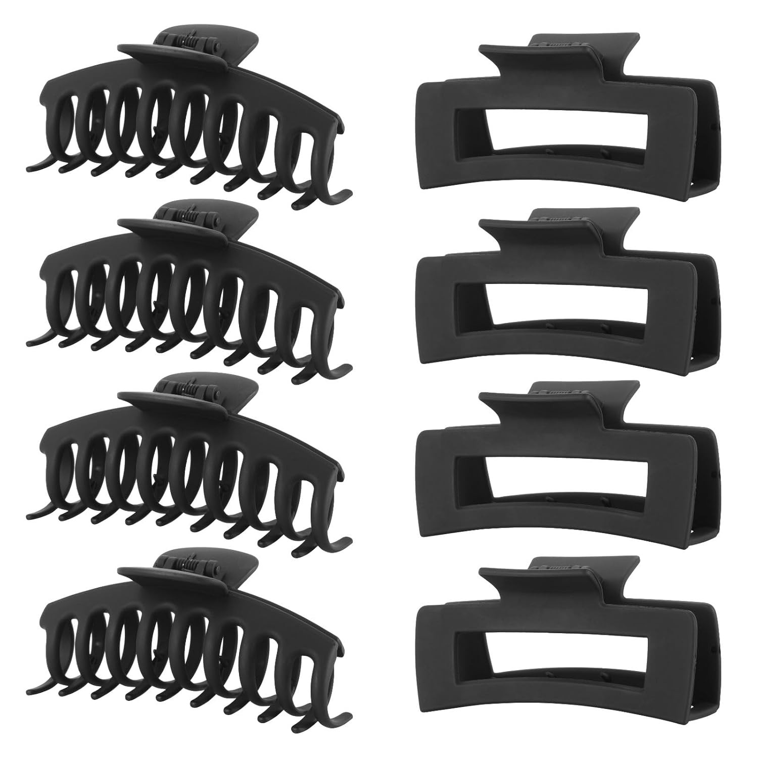Black Hair Clips for Women -8 Pack 4.3 Inch Large Matte Banana Claw Clips for Women Thin Thick Cu... | Amazon (US)
