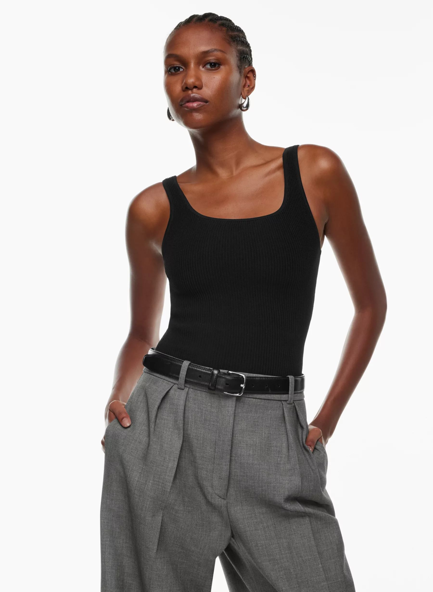 SCULPT KNIT SQUARENECK TANK | Aritzia