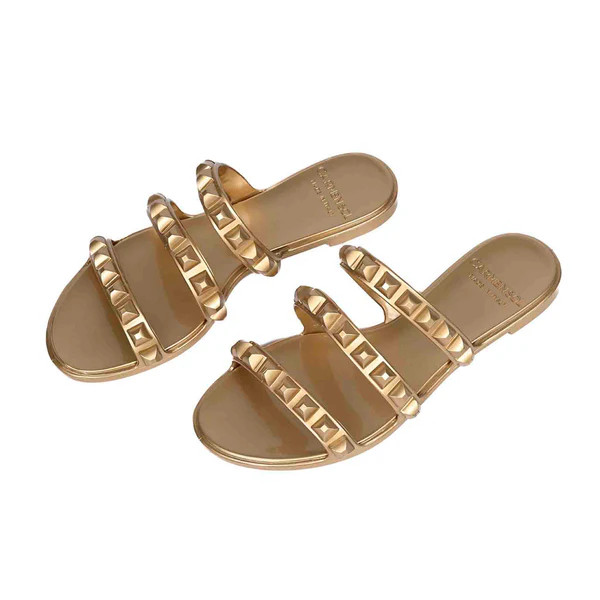 Maria 3 Strap Flat Jelly Sandals - Metallic Jelly | Carmen Sol