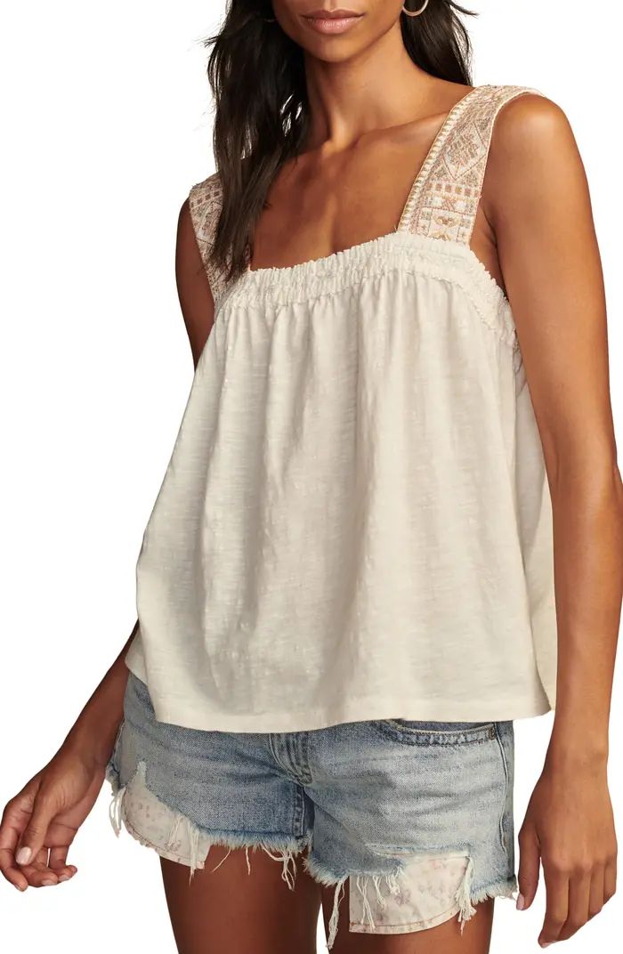 Lucky Brand Embroidered Strap Cotton Tank | Nordstrom | Nordstrom