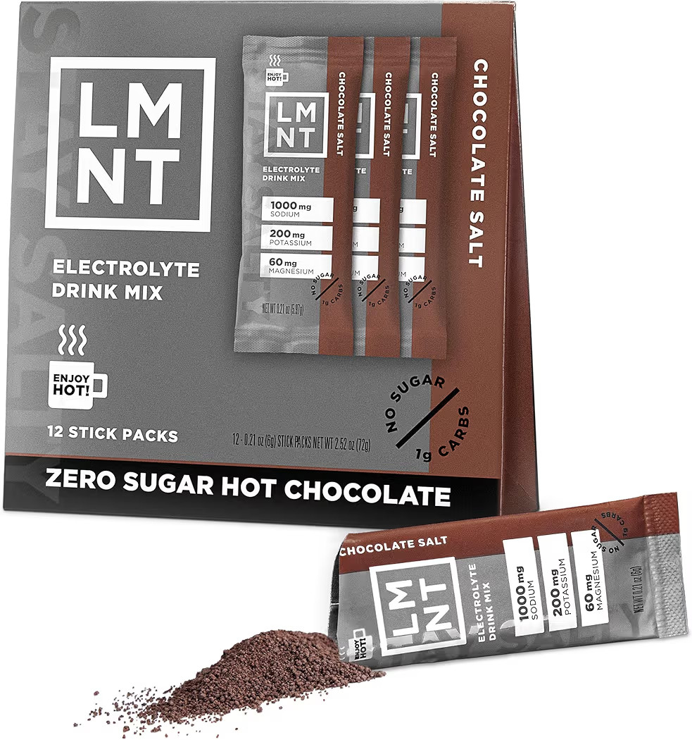 LMNT Zero Sugar Hot Chocolate or Coffee Mixer - Chocolate Salt | Drink Mix | 12-Count | Amazon (US)