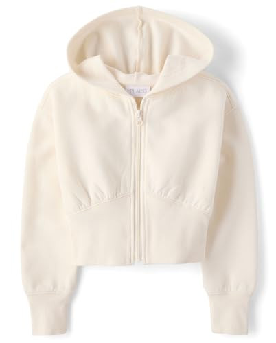 The Children's Place,Girls,Active Long Sleeve Premium Fleece Hooded Zip Up,White Daisy,X-Large | Amazon (US)