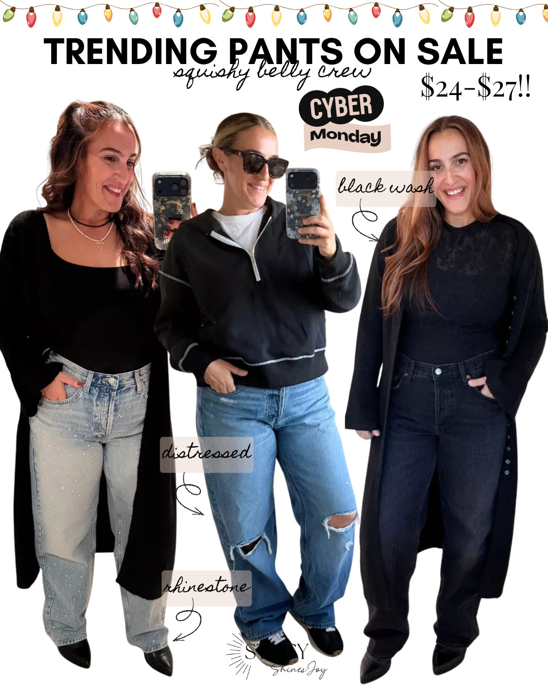 my most worn jeans I own in 4 colors! They run roomy, size down 1! I wear an 8. The rhinestone is going QUICK! 

 #LTKCyberWeek #LTKootd #LTKOver40