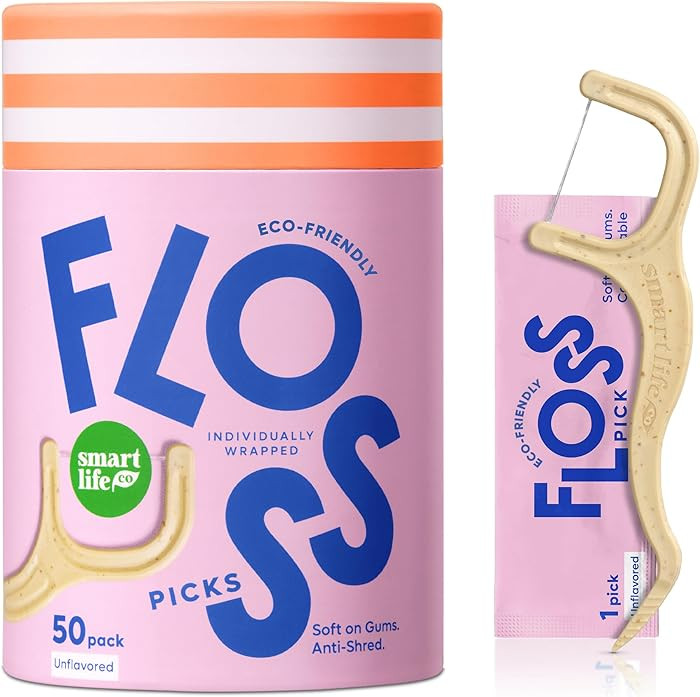 Individually Wrapped Dental Floss Picks (50ct) - Eco-Friendly Flosser Handle Made with Straw Whea... | Amazon (US)