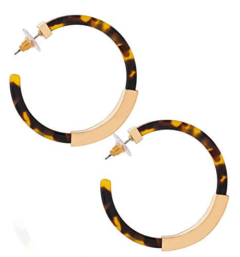 Hoop Earrings for Women Geometry Acrylic Resin Earrings Bohemia Tortoise Shell Earrings Mottled Statement Stud Fashion Jewelry(Dark Leopard) | Amazon (US)