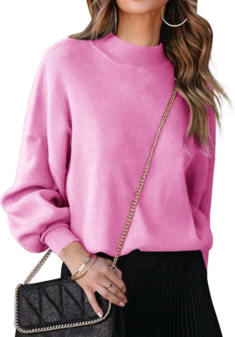 Turtleneck Oversized Sweaters for Women Batwing Long Sleeve Fall Ribbed Knit Pullover Casual Swea... | Amazon (US)