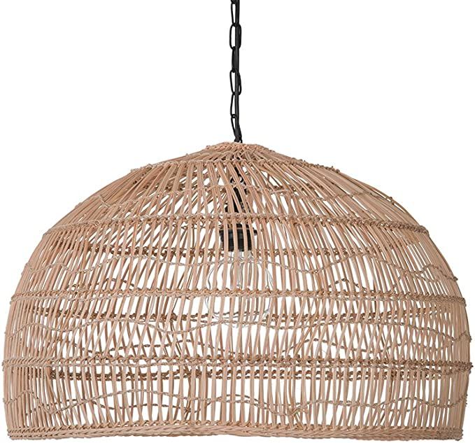 KOUBOO 1050100 Open Weave Cane Rib Dome Hanging Ceiling Lamp, One Size, Wheat | Amazon (US)