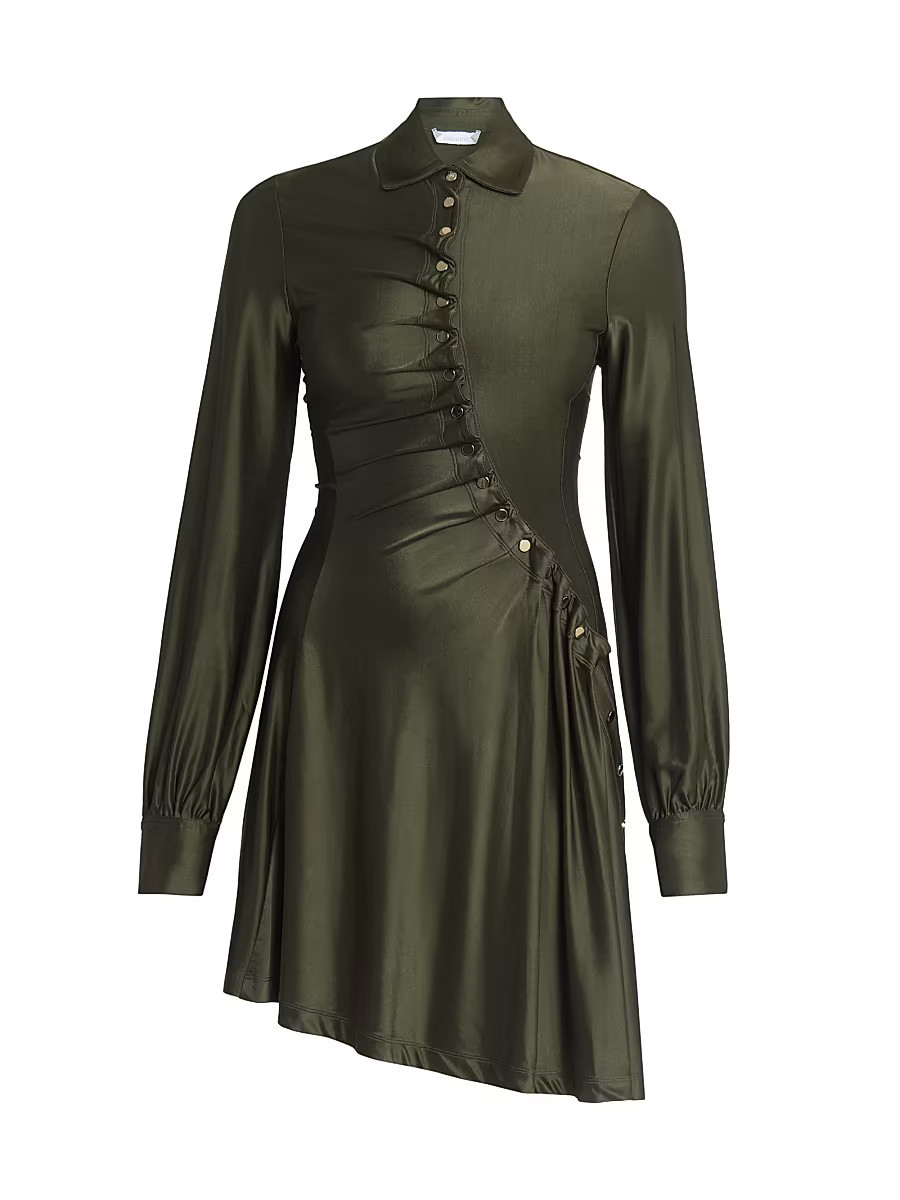 Women's Asymmetric Jersey Mini-Shirtdress - New Khaki - Size 2 | Saks Fifth Avenue