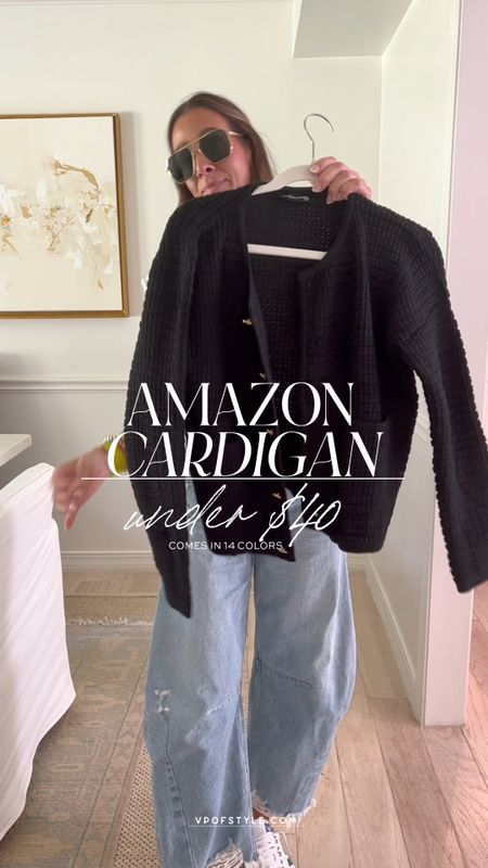 Amazon cardigan find similar look to that of Jcrew. Knitted, gold buttons. Runs tts. Wearing small. Comes in 14 colors and is under $40. 15% off right now. Paired with a thin white baby tee from free people, citizens of humanity horseshoe jeans and adidas samba sneaks 

#LTKfindsunder50 #LTKstyletip #LTKfindsunder100