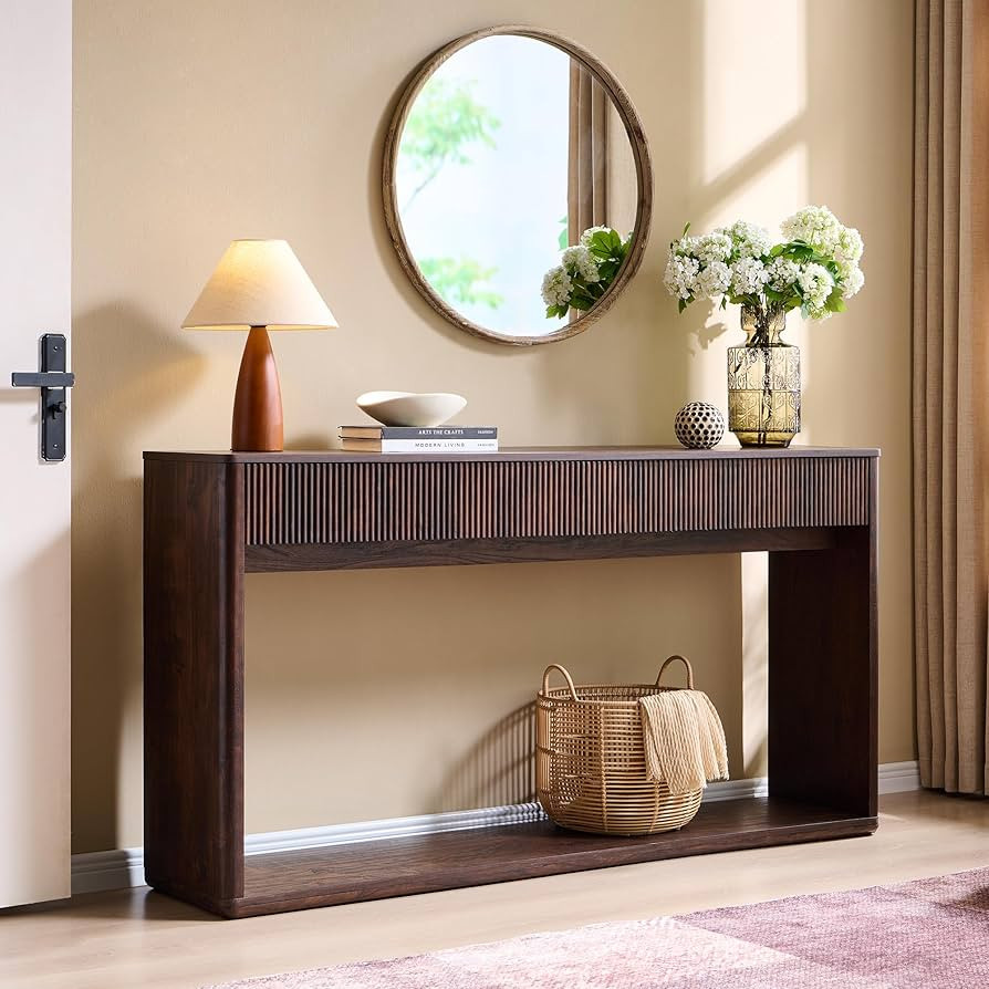 OKD 63" Fluted Console Table for Entryway, Modern Entryway Table with 2 Large Drawers, Long Sofa ... | Amazon (US)