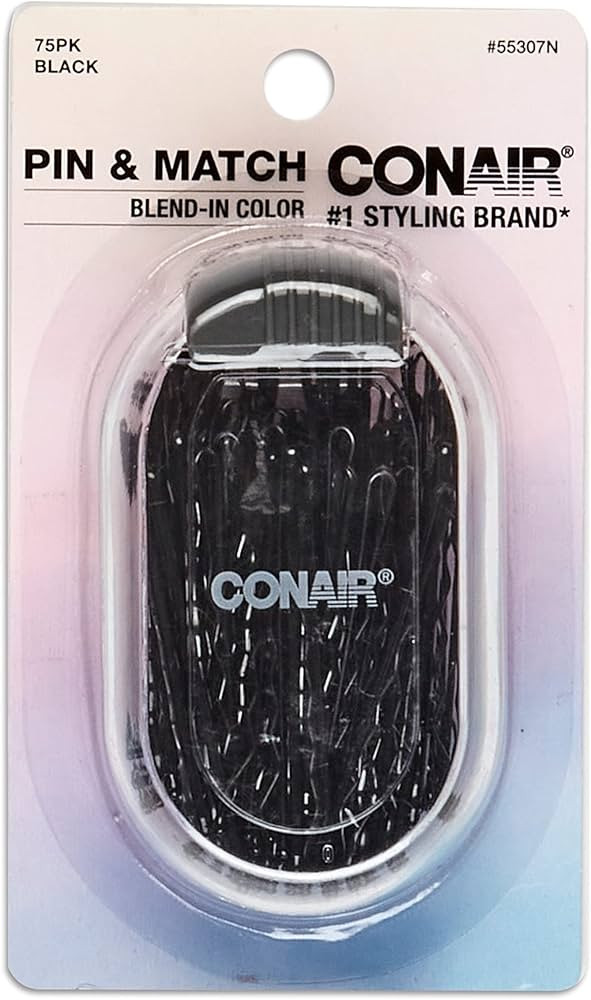 Conair Pin & Match Bobby Hair Pins, Black Bobby Pins packed inside a Storage Container, 75ct | Amazon (US)
