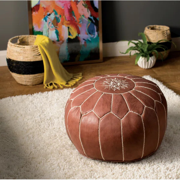 Carolos 20" Wide Round Floral Pouf Ottoman | Wayfair North America