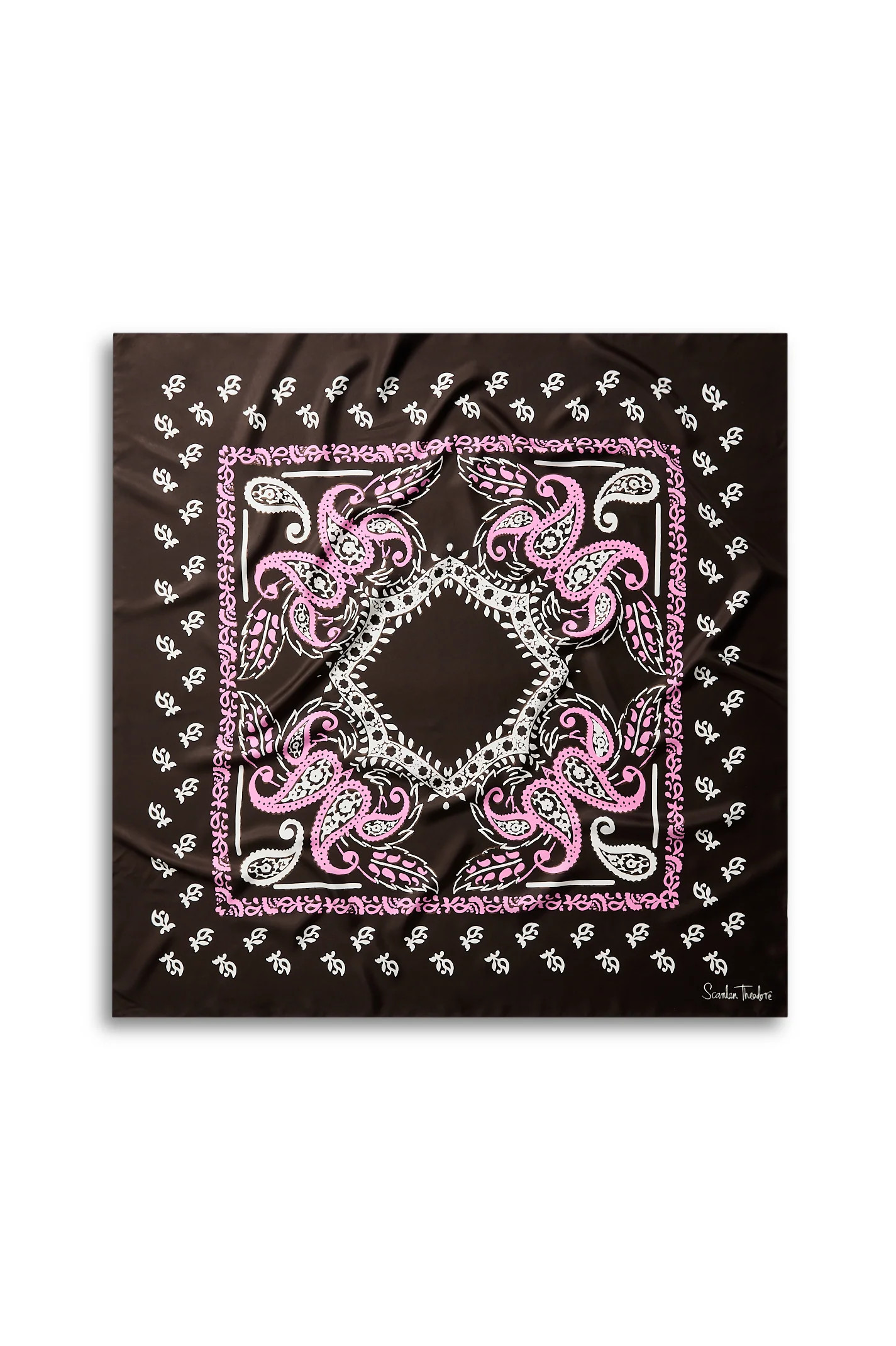 SILK BANDANA SCARF - CHOCOLATE.PINK - Scanlan Theodore | Scanlan Theodore