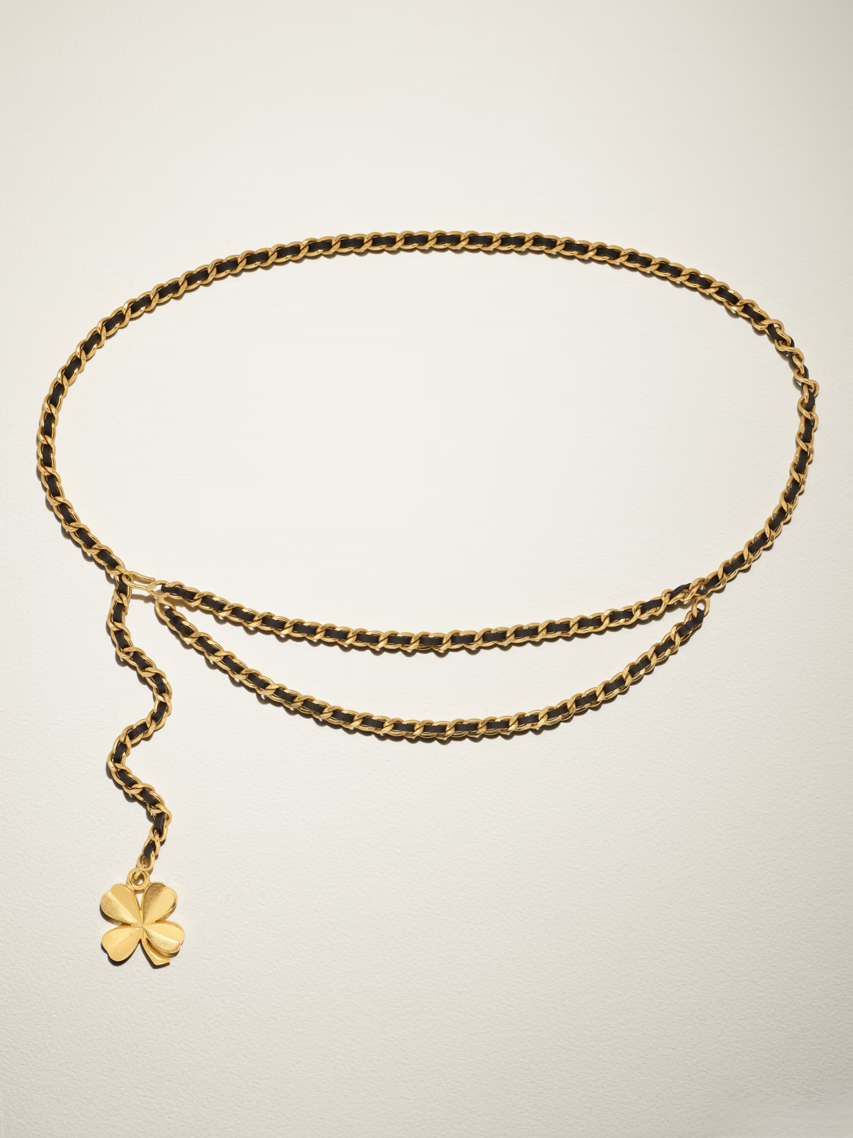 VINTAGE CHANEL - Leather-trimmed Gold-plated Chain Belt - One size | NET-A-PORTER (UK & EU)