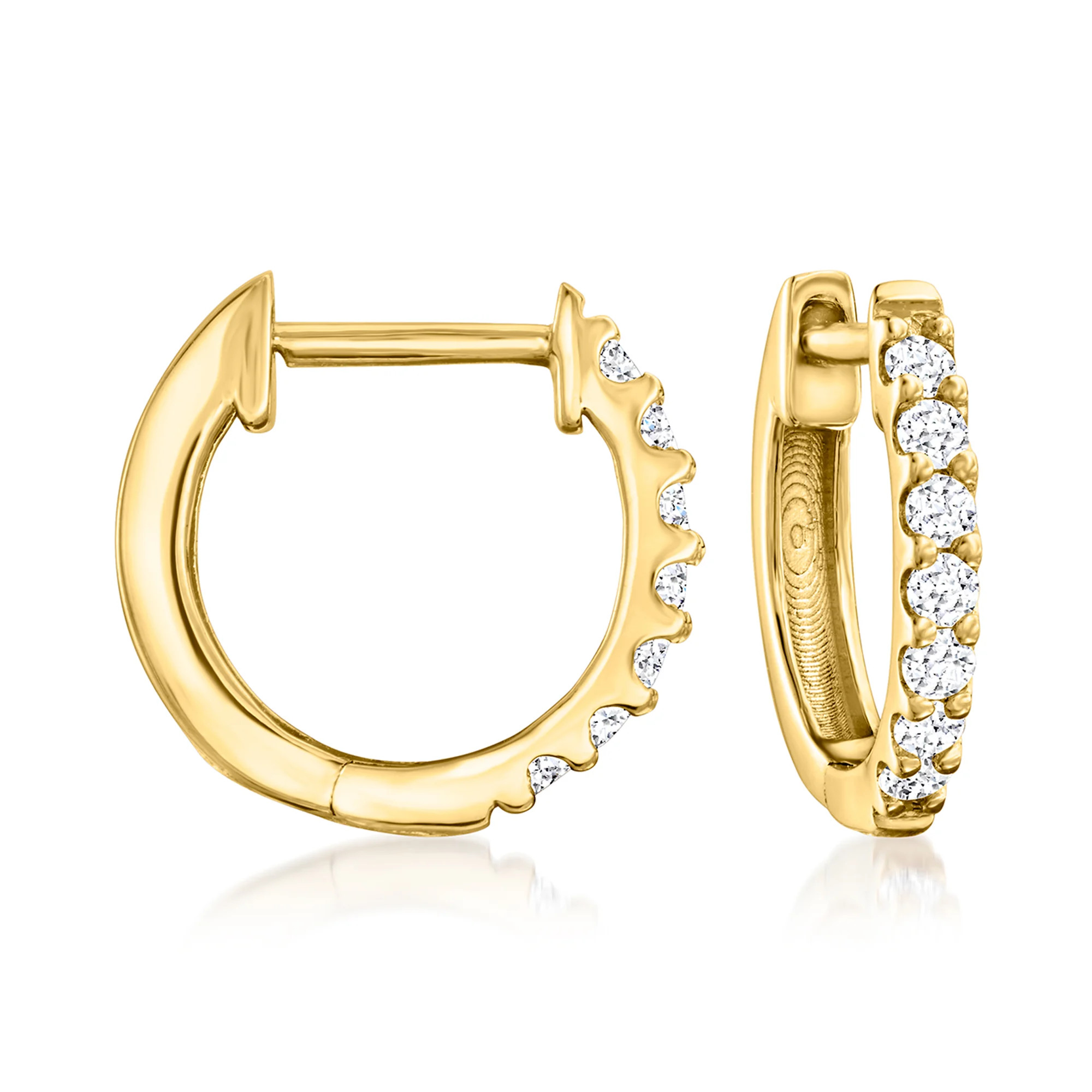 .15 ct. t.w. Lab-Grown Diamond Hoop Earrings in 18kt Gold Over Sterling | Ross-Simons